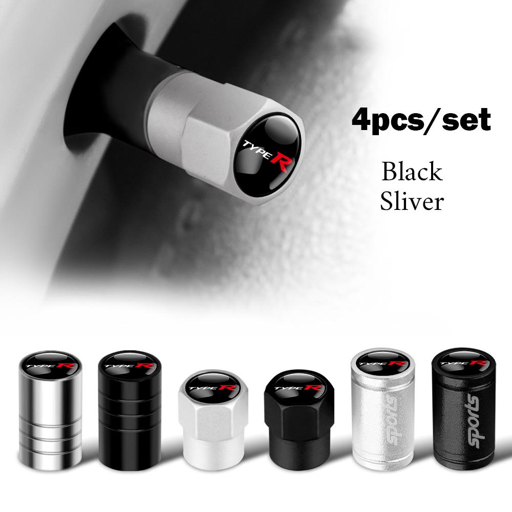 4pcs Metal Car Wheel Tire Valve Caps Stem Cover Car Accessories For Honda Fit Civic CRV Hrv CITY Accord CR-Z VTEC Vezel Insight