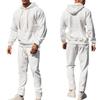 Fall Men's Small Checkered Long Sleeve Trousers Hooded Suit Casual Suit
