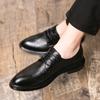 British pointed men's shoes low-top formal business leather shoes Brock hairstylist trendy shoes lace-up wedding shoes