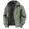 Men's Casual Fleece-Lined Cotton Hooded Jacket with Zipper Pockets