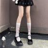 Korean Lolita Girls White Black High Long Socks Japanese Style Velvet Bow Knee Sweet Kawaii Cute Mesh Fishnet Stockings