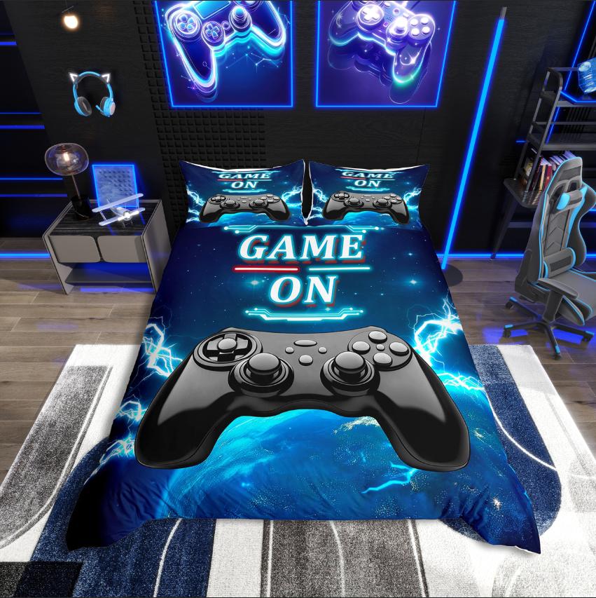 

Homewish Abstract Gamepads Duvet Cover Set,Video Game for Boys Bedding Set,Gradient Lightning Decor DE XS 100x135cm 2pcs&set