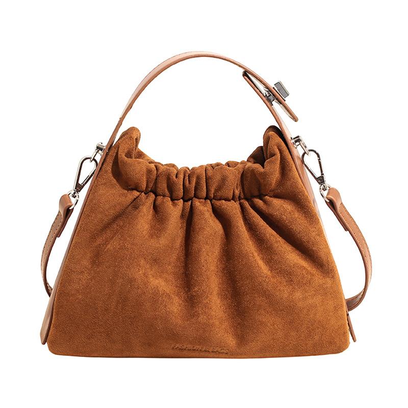 

New solid color fashion women s bag retro cloud pleated bag hand carry underarm bag shoulder bag messenger bag