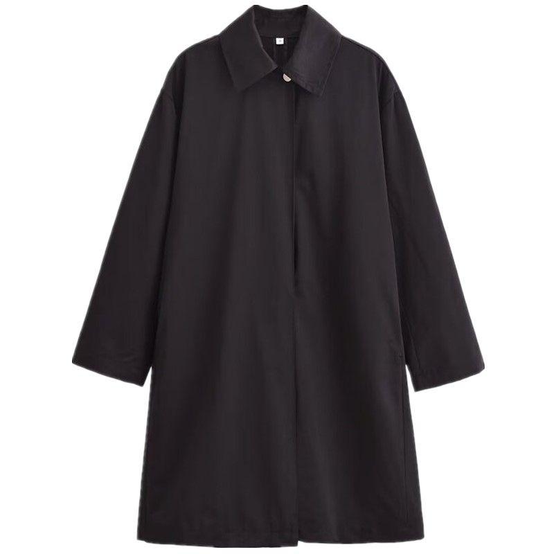 

Style 2024 Fall and Winter New Women s Clothing Decorated Row Button Easiest for Match Black Midi Skirt Mid Length Long Length Trench Coat 5320240 Black L