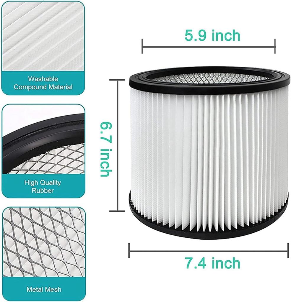 Filtro di ricambio per filtri Shop Vac 90304 90333 90350 Adatto alla maggior parte degli aspirapolvere Shop-Vac Wet/Dry da 5 galloni e oltre