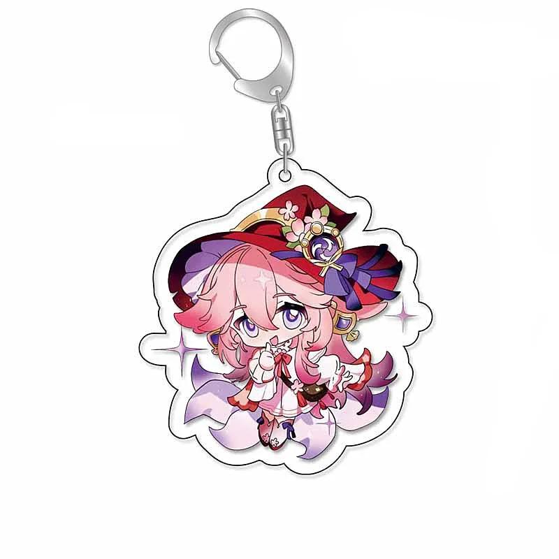 Raiden Shogun Klee Nahida Q Type Genshin Impact Cartoon Keychain Acrylic Bag Keyring Pendant Trendy Gift
