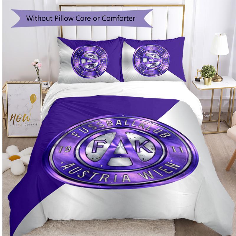 Austria Wien FC Printed 3PCS Bedding Set Breathable Duvet Cover with Pillowcases Decorative Bed Linen for Bedroom Home