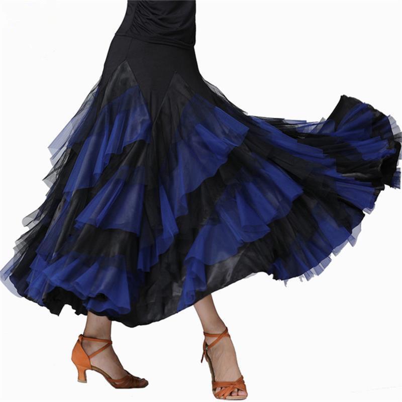 Women Flamenco Dancing Costume Waltz Ballroom Dance Dress Classical Competition Practice Layered Big Swing Spanish Skirts
