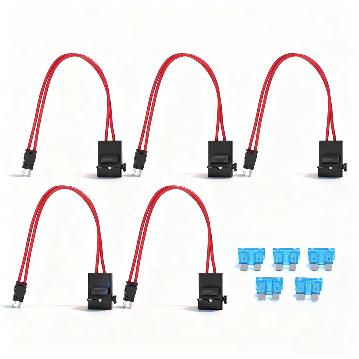 Car Fuse Holder Connector, 5Pcs PC Heavy Duty Wire Extension, Professional Car Fuse Holder Connector for Vehicle ATM 20A 16AWG with 5 Line Length ACK S 10.9mm