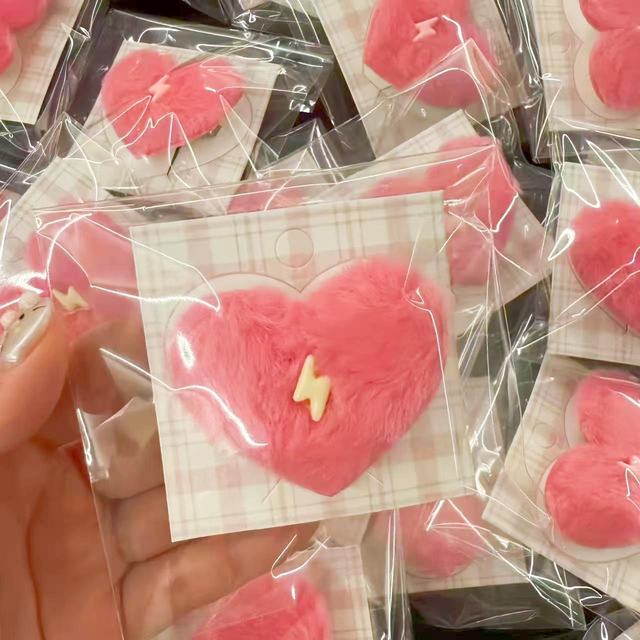 Pink Heart Plush Hair Clip - Cute Bangs Accessory for Girls