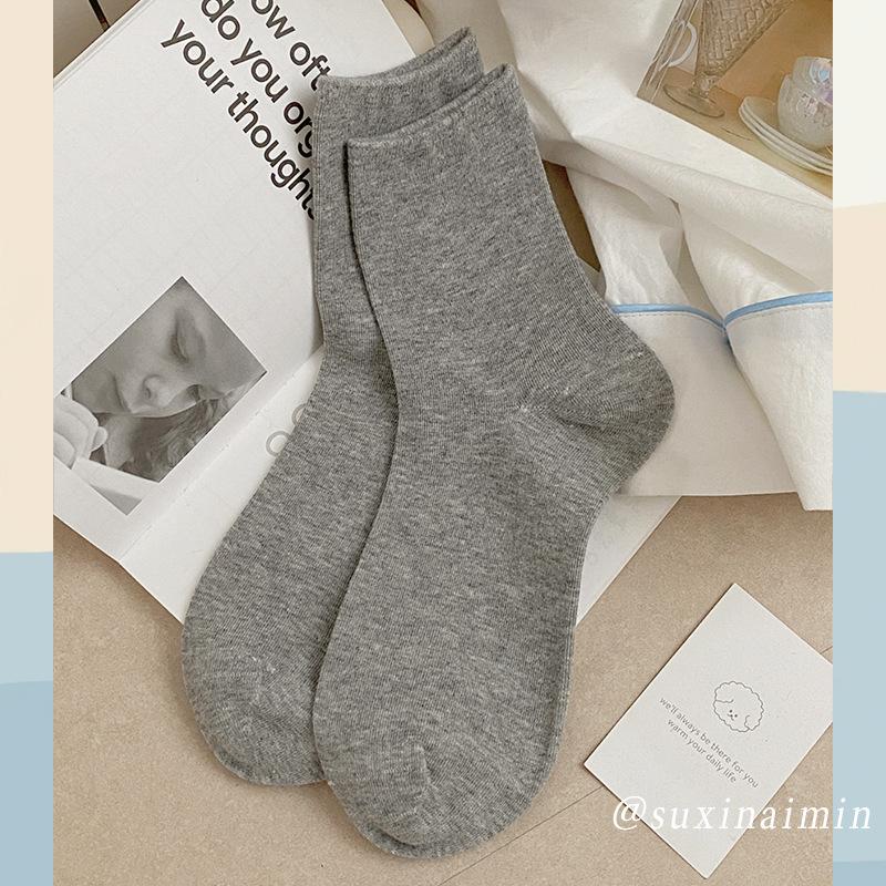 

Twist Button Wool Socks Children S Medium Tube Socks Korean Thickened Warm Maillard Long Texture Stacking Socks One size світло-сірого кольору