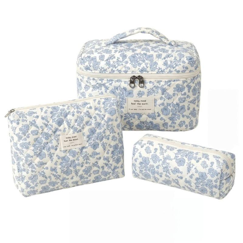 Vintage Large Capacity Cosmetic Bag Portable Travel Storage Bag Handheld Makeup Pouch for Toiletries Cosmetics Organizer Outdoor Daily Use