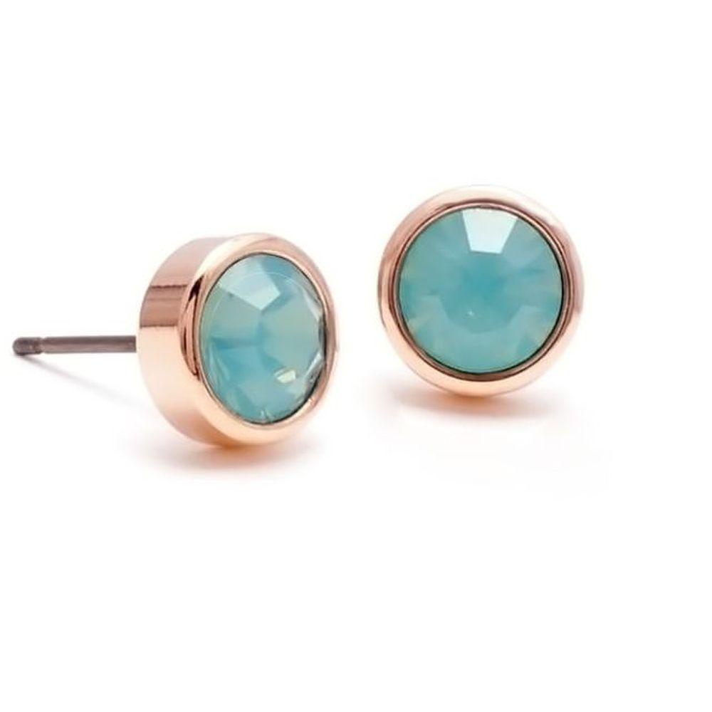 E528 Pacific Opal 6mm Crystal Rose Gold Earrings