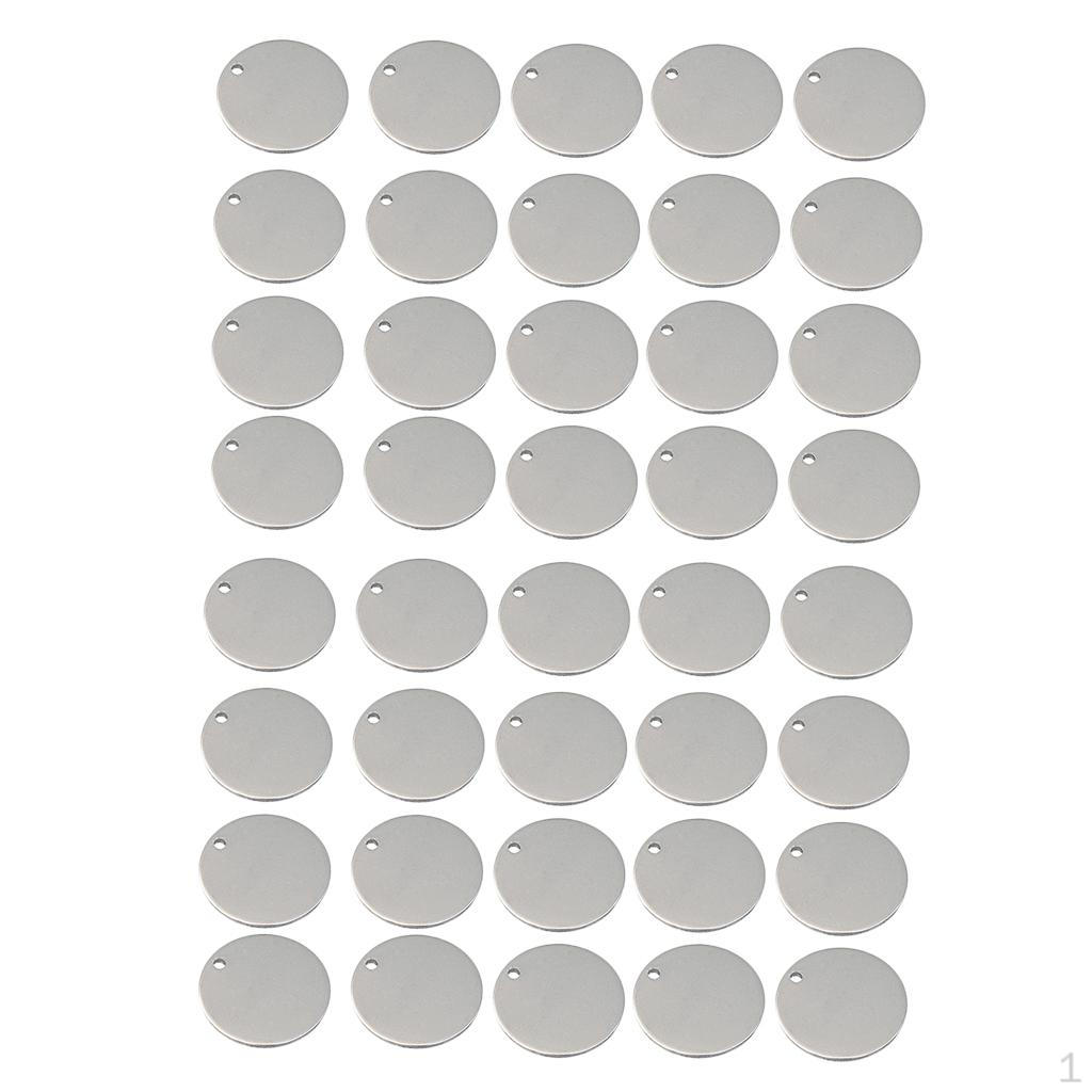 40 Circle Blank Tags Engraving Stamping Charms Pendant Necklace 10mm