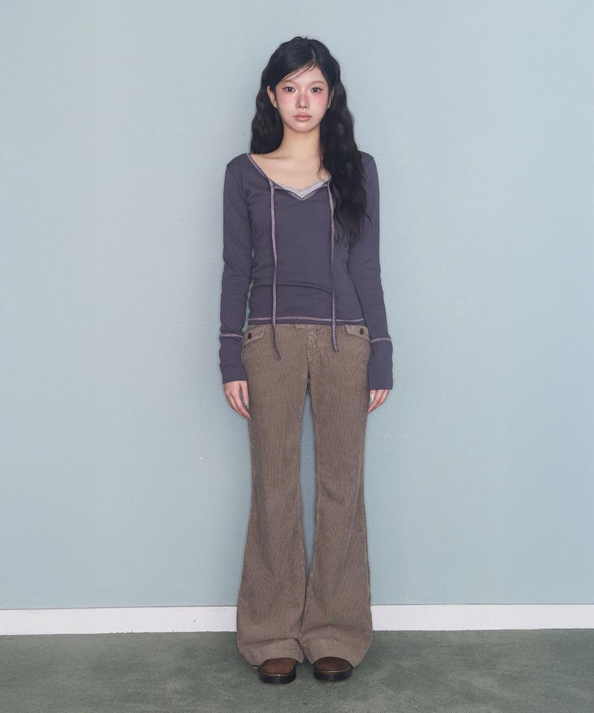 Mileko Stitch Ribbon T Charcoal