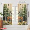 2 Stück, 2D-Flachdruck Lichtfilternde Vorhänge Hirsch-Duo Vielseitiger Stoff (ohne Stange) Art Deco Festlich Perfekt für Schlafzimmer,