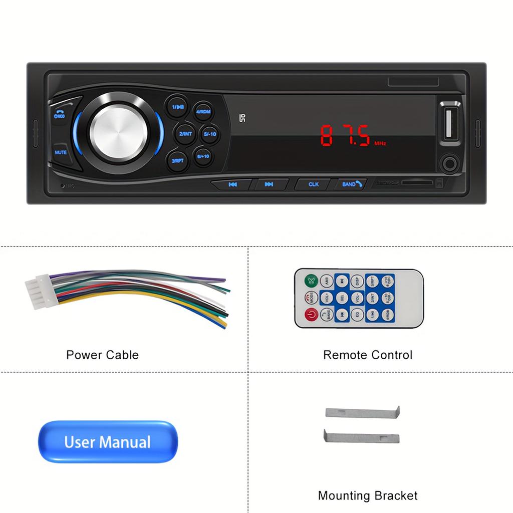 Single Spindle Car Bluetooth MP3 Player Car 12PIN Interface Hands Free Communication Radio USB Port