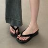 Thick Bottom Flip Flops Women's Shoes Outer Wear 2025 Summer Korean Style Solid Color Flat Heel Clip Toe Beach Sandals Slippers