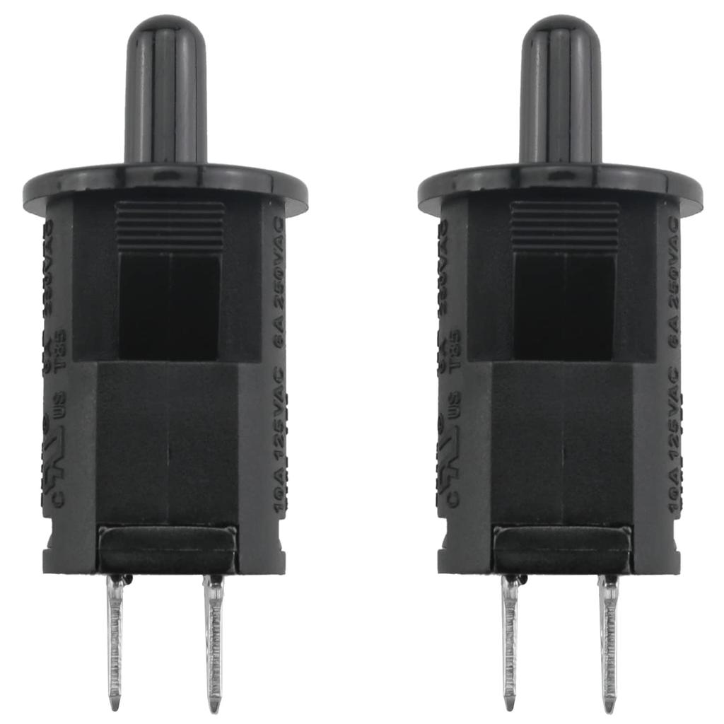 CHENJIN Refrigerator Door Light Switch 2PCS 10mm AC 250V 3A Normally Closed Momentary Fridge Light Press Button Switch Black