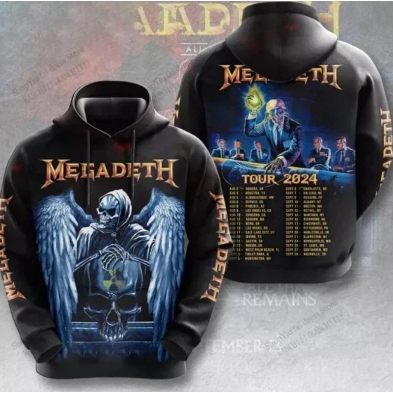 New Rock Hoodie Sweatshirt Megadeth Band Tour 3d Print Hoodie Men Women Fashion Oversized Tracksuit Men Clothing Music Coat Teen