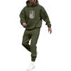 Men's Solid Color Flag Print Hooded Universal Versatile Hooded Sweatshirt Sweatpants Casual Sports Suit