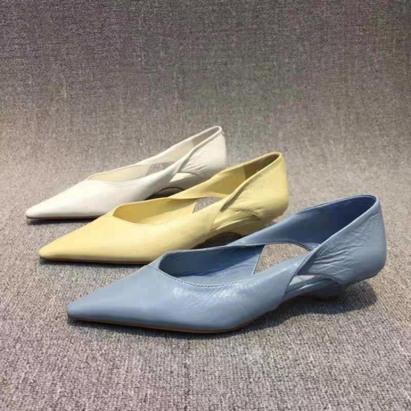 New Woman Comfortable Women's Summer Footwear Moccasins Blue Low Heel Elegant Pointed Toe High Quality Popular Young Pumps