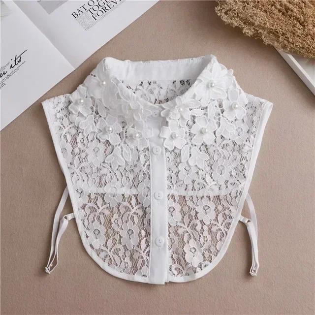 Fashion  Front Tie White Fake Collar for Women Stand Detachable Collar Fake Girls Vintage Lace Ladies False Blouse Collar