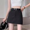 Summer 2025 Women's Gray High Waist A-line Bodycon Mini Skirt