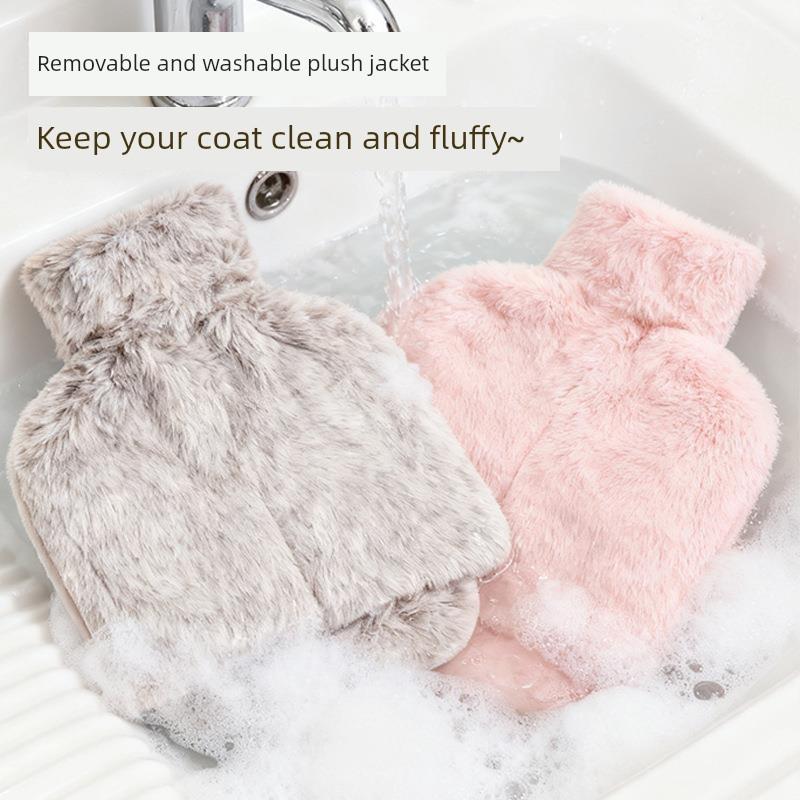 Plush Rubber Foot Warmer for Winter, Household Water-Filled Old-Fashioned Hot Water Bag, Binge-Watching Essential, Detachable and Washable Foot