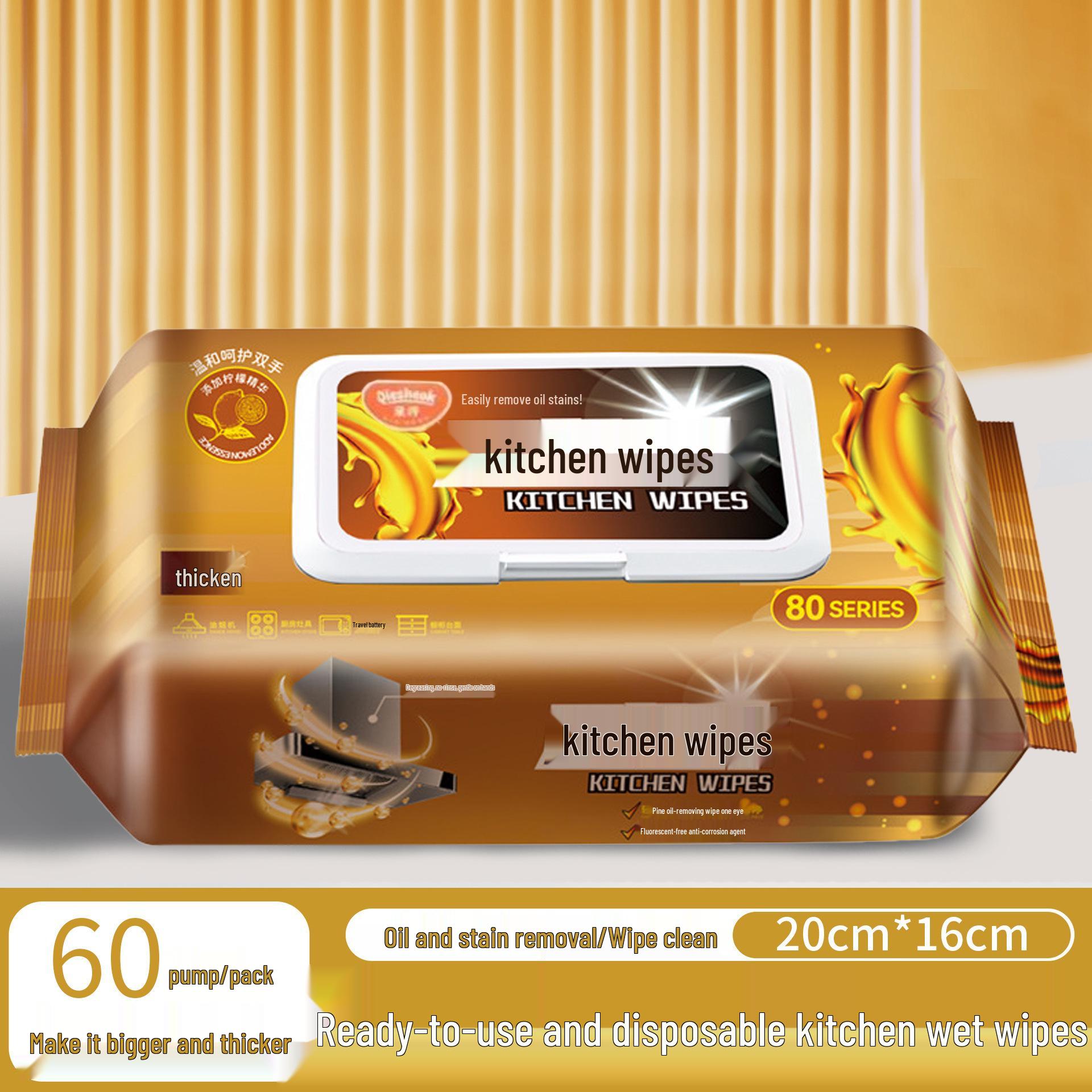 Large Thick Kitchen Wipes: Heavy-Duty Oil Stain Remover, Disposable Cleaning Wet Wipes for Household Use