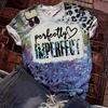 Leopard Print Letter Printed Short Sleeved Women's T-shirts Summer Street Round Neck Loose Top
