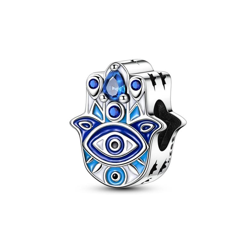 Blue Copper Plated Devil'S Eye Love Heart Charms Beads Fit Women Bracelets Diy Pendants Jewelry Gift