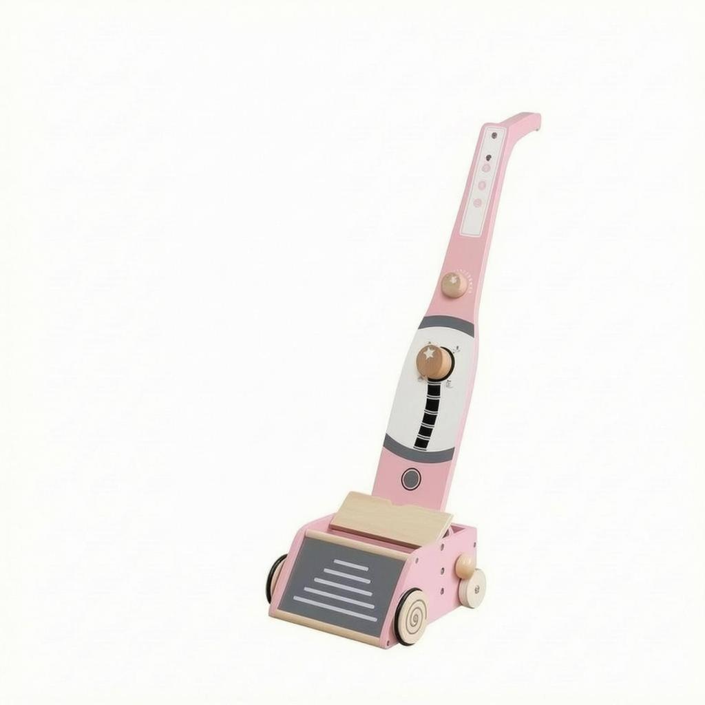 Wooden Vacuum Cleaner Toy Pretend Play Upright Decorative Panel Kids
