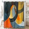 Modern Geometric Shower Curtain with Vibrant Colors for Bathroom Decor Black Blue Orange Yellow White Waterproof Fabric Shower P