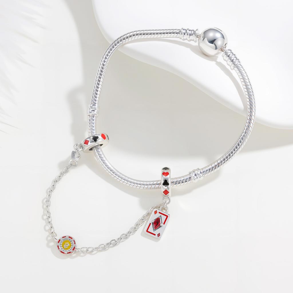 Copper Charm Dice Beaded Chips Casino Charm Jewelry Making Original Bracelet Women'S Fashion Jewelry Holiday Gifts