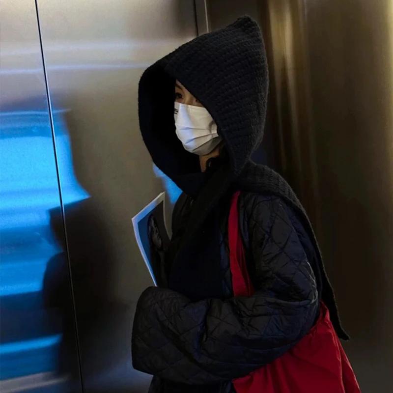 Fashion Balaclava Scarf Hat Winter Warm Earmuffs Cap For Women Girls Thicken Neck Ear Protector Beanies Outdoor Hooded Scarf