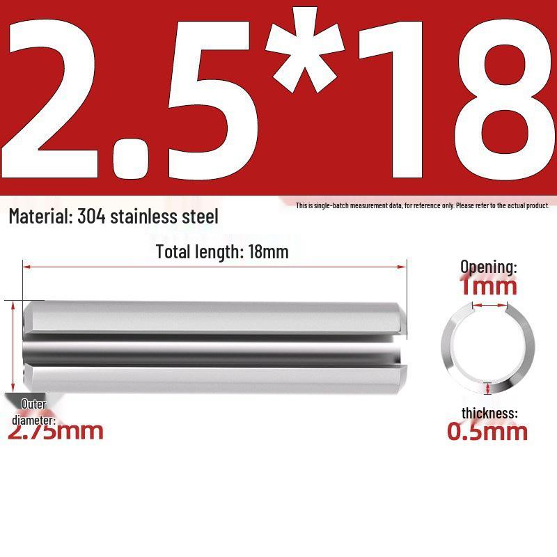 304 Stainless Steel Slotted Spring Pin, Cylindrical Shaft Pin, Locating and Hollow Pin (M5-M12)