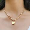 Popular Lock Pendant Chain Necklace Punk Link Chain Gold Color Padlock Pendant Necklace Women Fashion Gothic Zircon Gift