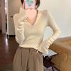 Women's V-Neck Polo Collar Knit Sweater for Spring/Autumn