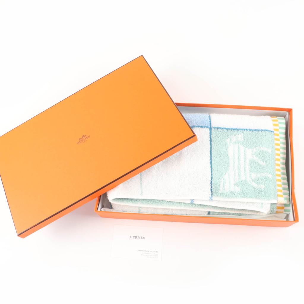 Pristine HERMES towel Bag Face towel Beach towel cotton Women Used