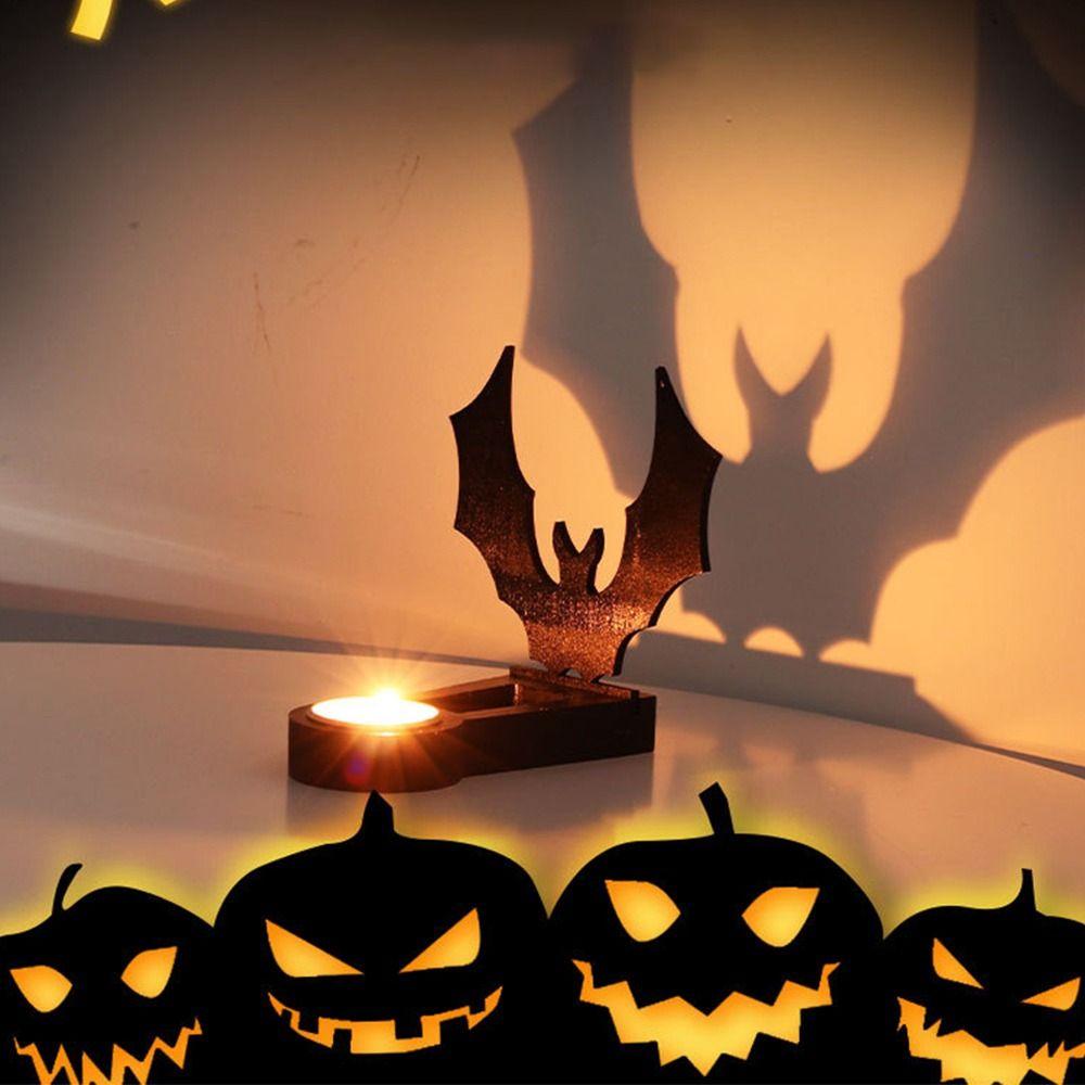 Black Halloween Candle Holder Multi-shape Iron Terror Shadow Projection Candlestick Party Supplies Halloween Decoration