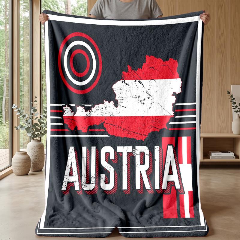 Austria Football Printed Flannel Blanket Skin Friendly Warm Decorative Throw for Indoor Couch Bed Daily Use