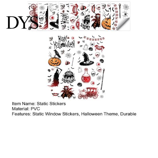 Spooky Glass Decorations 9PCS Halloween Static Window Stickers, Gothic Silhouette Decals, Reusable Customizable Horror Scene Layouts Waterproof