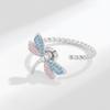 Dragonfly Adjustable Ring With Cubic Zirconia For Trendy Womens Jewelry Accessories