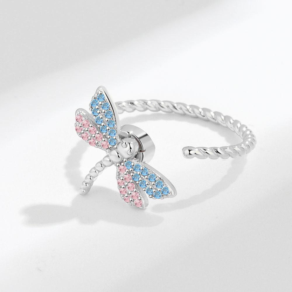 Dragonfly Adjustable Ring With Cubic Zirconia For Trendy Womens Jewelry Accessories