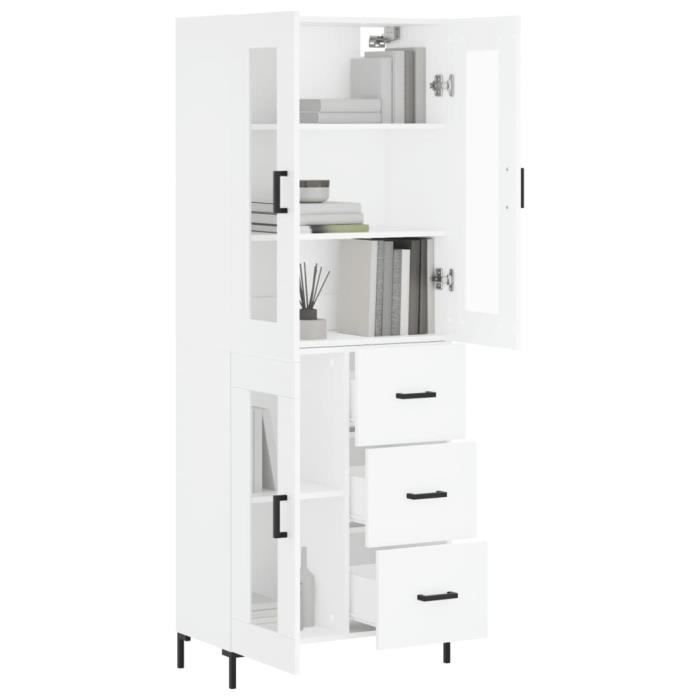 VidaXL Buffet haut Blanc 69,5x34x180 cm Bois d'ingénierie 3198593