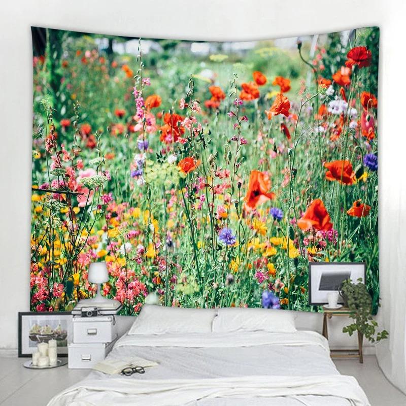 Garden Printed Tapestry Arched Flower Door Pattern Hanging Cloth Home Decoration Bedroom Living Room Wall Background Cloth