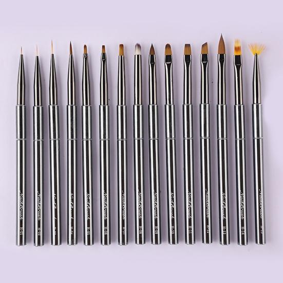 Nail Art Pen Easy To Use Apply Smoothly Metal Magnetic Body Brass Pen Bucket Flexible Bristles Manicure Art Wear-resistant Nail Art Constructor Pen