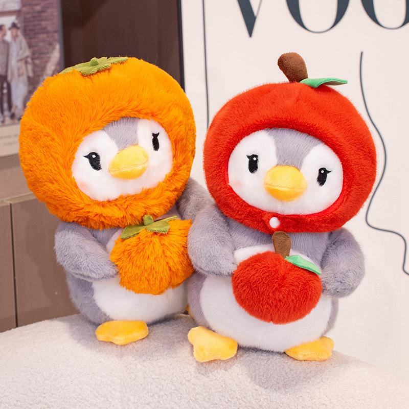 Cute Apple Persimmon Penguin Doll Plush Toy Doll Desktop Decoration Small Ornaments Girls Gift Doll