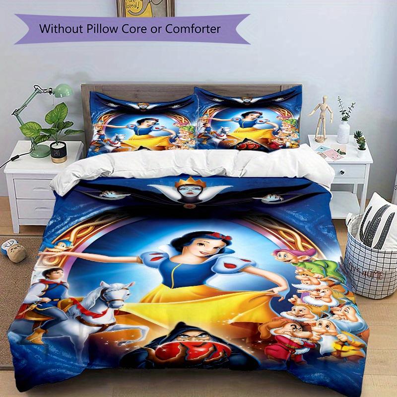 3pcs Snow White Animation Printed Quilt Set Soft and Comfortable Quilt Cover for Bedroom, Guest Room S091